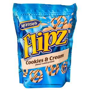 Flipz Cookies & Cream- Preclíky polité polevou s příchutí cookies & cream 90g