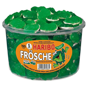 Haribo Quaxi Fröschli - Želé bonbony žáby 1050g (dóza 150ks)