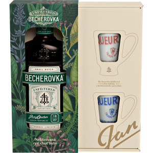 Becherovka Unfiltered 0,5l 38% (dárkové balení 2 kalíšky)