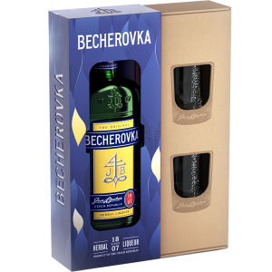 Becherovka 0,7l 38% (dárkové balení 2 skleničky)